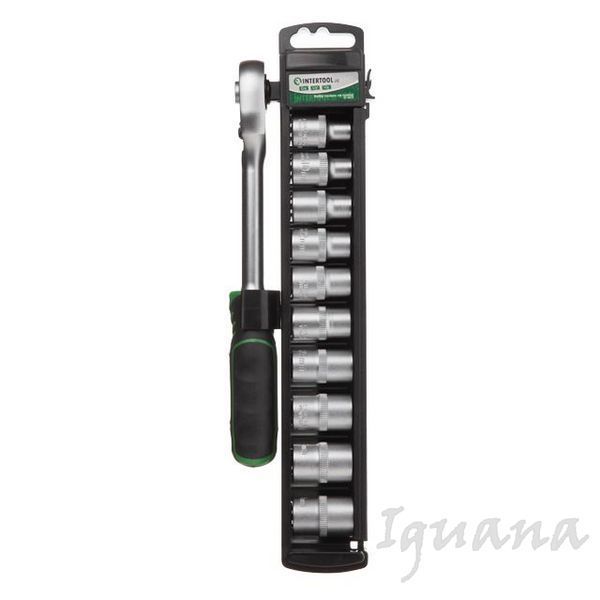 Набор головок 8-19 мм, 1/2", тресчетка, 10 ед. Intertool ET-6013 ET-6013 фото