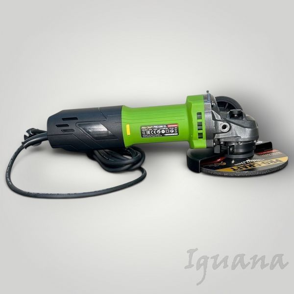 Угловая шлифовальная машина бесщёточная PRO-CRAFT PW-125/2500, 125 мм, 1500 Вт, регулировка оборотов, плавный пуск 025005 фото