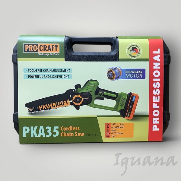 Аккумуляторная цепная пила ProCraft PKA35 (4 А&middot;ч, кейс) &mdash; бесщёточная мини-пила 20 В 030351 фото