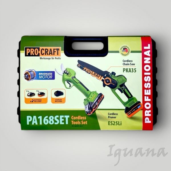 Набір садового інструменту ProCraft PA168Set (пила + секатор, 2 АКБ, кейс) 032168 фото