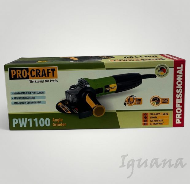 Шліфмашина кутова PROCRAFT PW-1100 125 мм 001100 фото